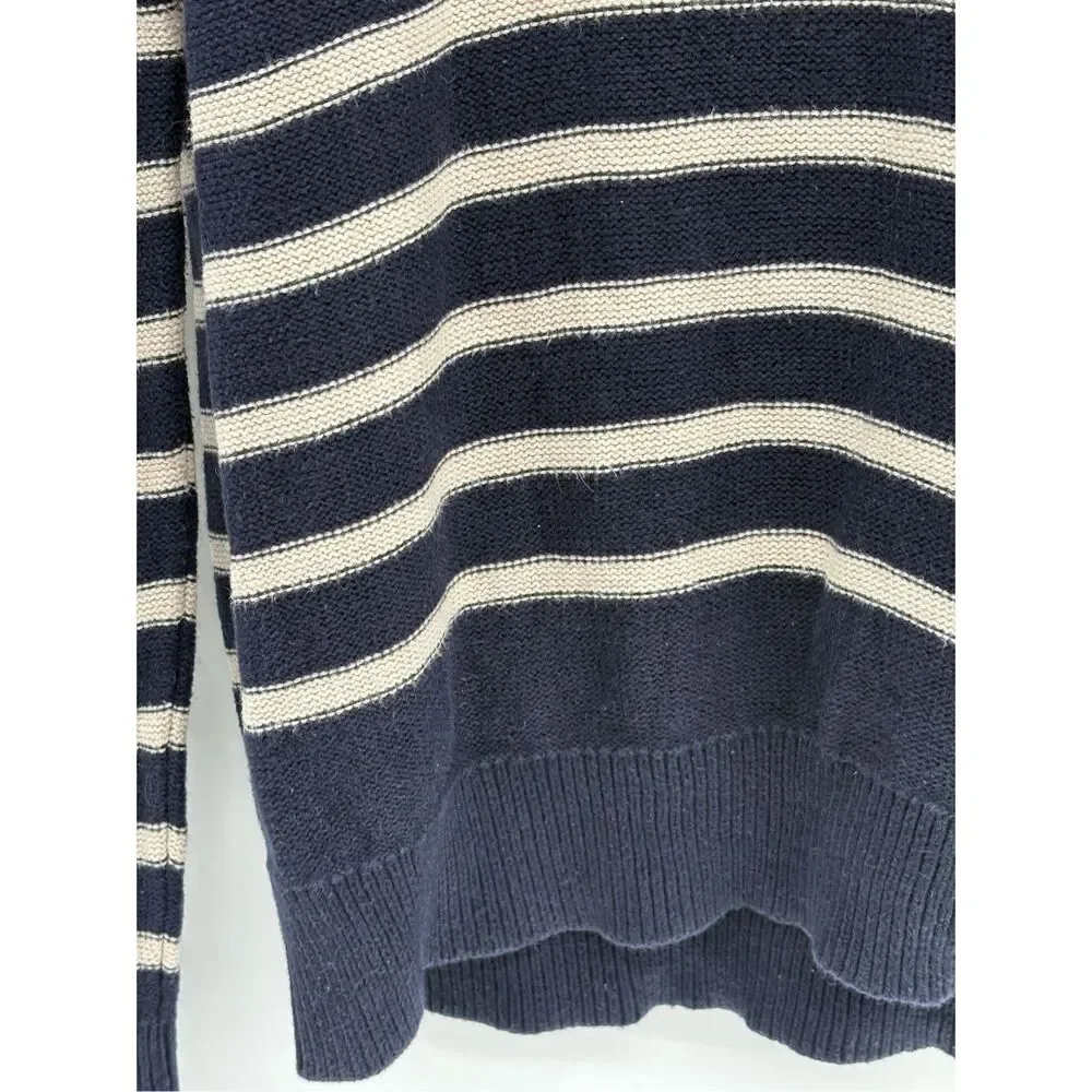 Banana Republic Sweater‎ Shawl Collar Men Medium Navy Blue Striped Long Sleeve